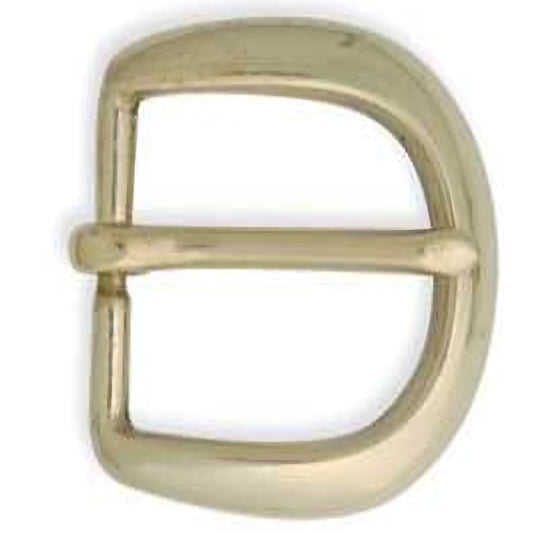 Gold metal buckle on a white background