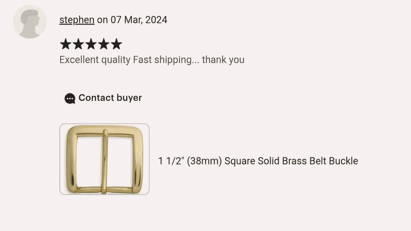 New - 1 1/2" (38mm) Square Solid Brass Belt Buckle