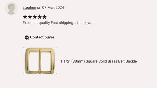 New - 1 1/2" (38mm) Square Solid Brass Belt Buckle