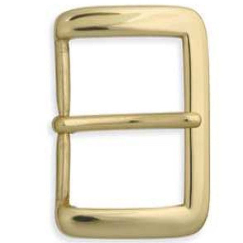Gold belt buckle on a white background. Square solid brass belt buckle for custom leather belt making. Size 38mm wide.