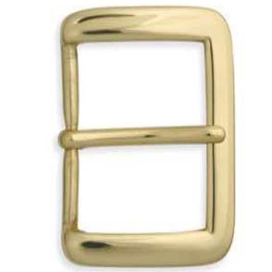 Gold belt buckle on a white background. Square solid brass belt buckle for custom leather belt making. Size 38mm wide.