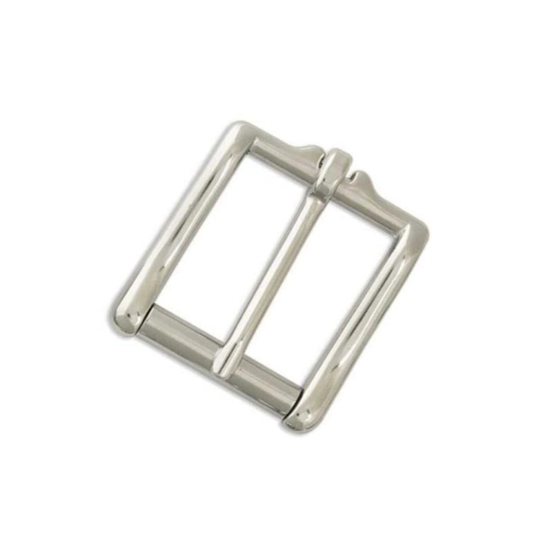 Stainless steel wave roller heel bar belt buckle available in 32mm or 38mm for leather belt. 